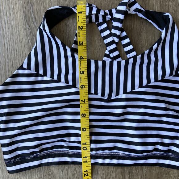 Coolibar Bikini Women Sz L Black White Stripped Sun Protective UPF 50+ - Picture 12 of 15
